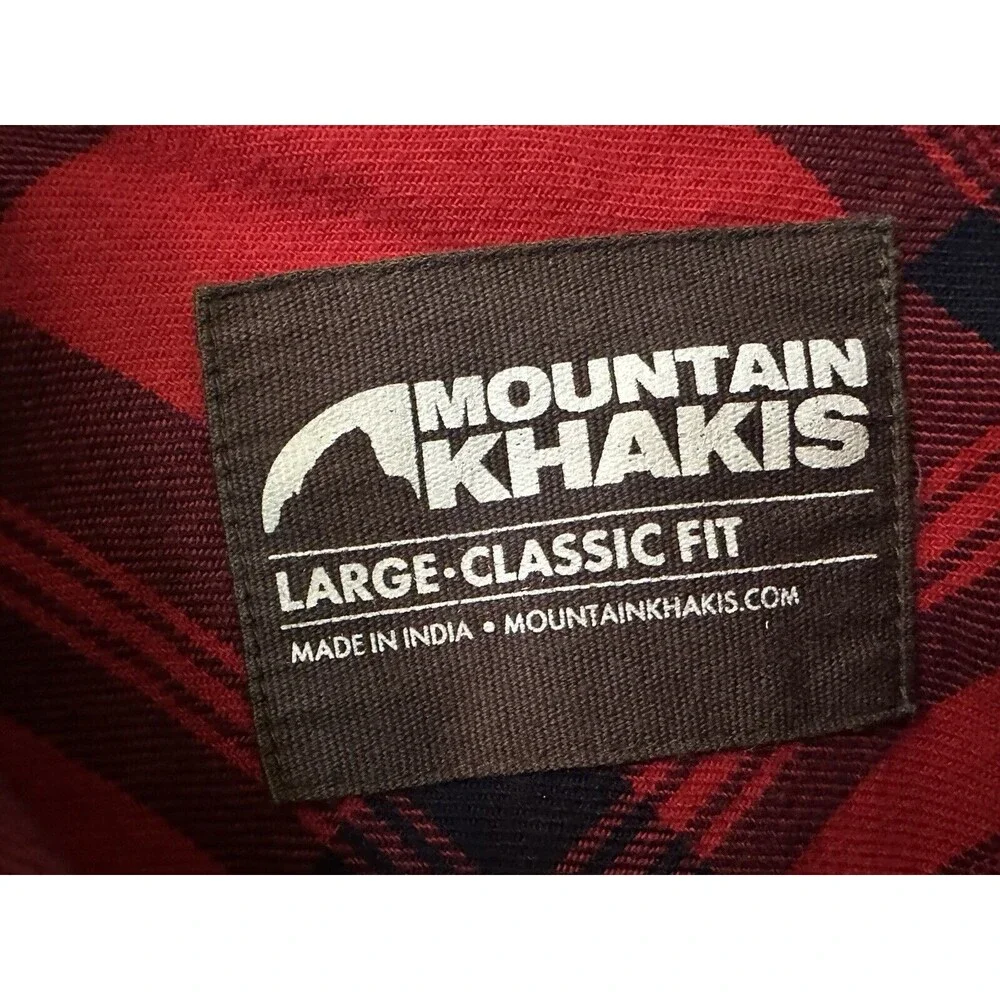 Mountain Khakis Mens Size Large Soft Sunburst Red Black Plaid Flannel Shirt EUC